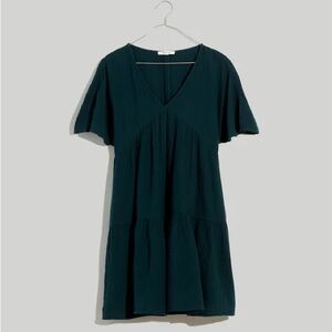 Green Madewell Lightspun Popover Tiered Mini Dress, Size 4